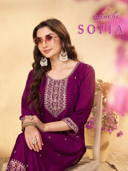 Sofia Aanchi Vichitra Silk Long Straight Kurti Manufacturer