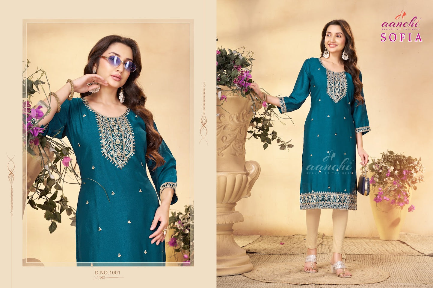 Sofia Aanchi Vichitra Silk Long Straight Kurti Manufacturer