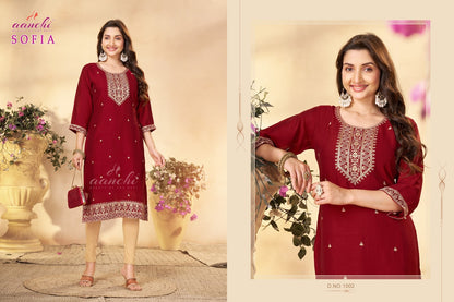 Sofia Aanchi Vichitra Silk Long Straight Kurti Manufacturer