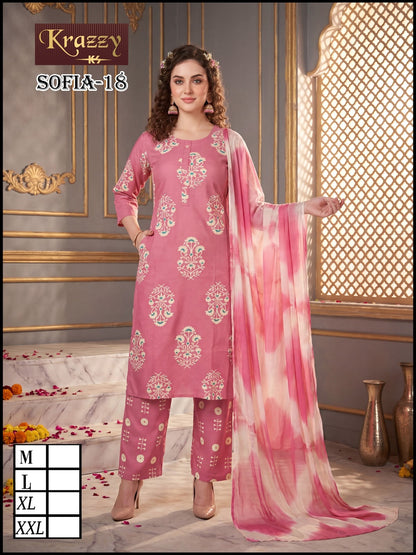 Sofia Krazzy Kanha Slub Readymade Cotton Pant Suits Supplier India