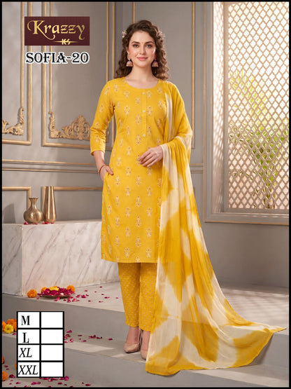 Sofia Krazzy Kanha Slub Readymade Cotton Pant Suits Supplier India