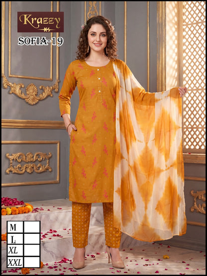 Sofia Krazzy Kanha Slub Readymade Cotton Pant Suits Supplier India