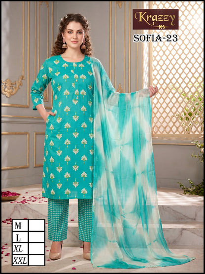 Sofia Krazzy Kanha Slub Readymade Cotton Pant Suits Supplier India