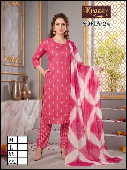 Sofia Krazzy Kanha Slub Readymade Cotton Pant Suits Supplier India