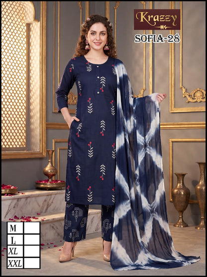 Sofia Krazzy Kanha Slub Readymade Cotton Pant Suits Supplier India
