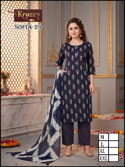 Sofia Krazzy Kanha Slub Readymade Cotton Pant Suits Supplier India
