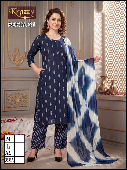 Sofia Krazzy Kanha Slub Readymade Cotton Pant Suits Supplier India