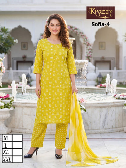 Sofia Krazzy Kanha Slub Readymade Cotton Pant Suits Supplier India