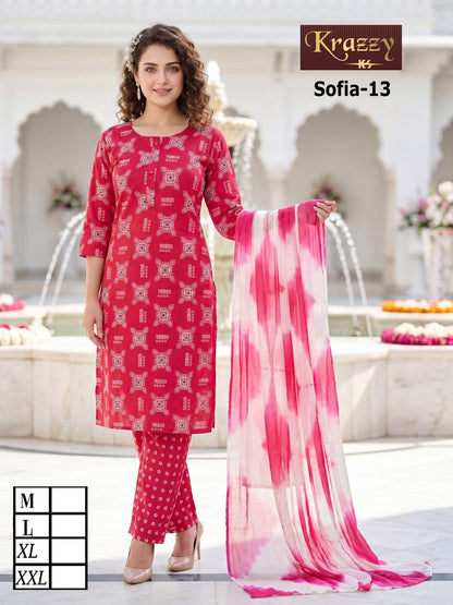 Sofia Krazzy Kanha Slub Readymade Cotton Pant Suits Supplier India