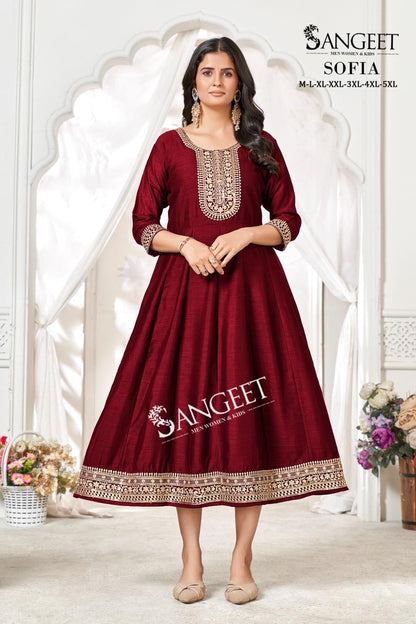 Sofia Sangeet Vichitra Silk Anarkali Kurtis Manufacturer Gujarat