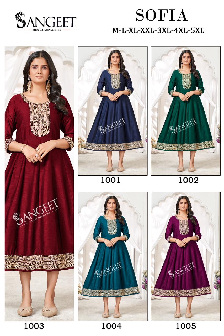 Sofia Sangeet Vichitra Silk Anarkali Kurtis Manufacturer Gujarat