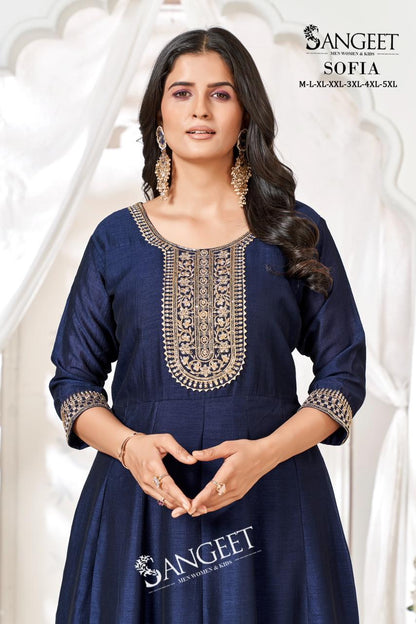 Sofia Sangeet Vichitra Silk Anarkali Kurtis Manufacturer Gujarat