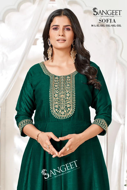 Sofia Sangeet Vichitra Silk Anarkali Kurtis Manufacturer Gujarat