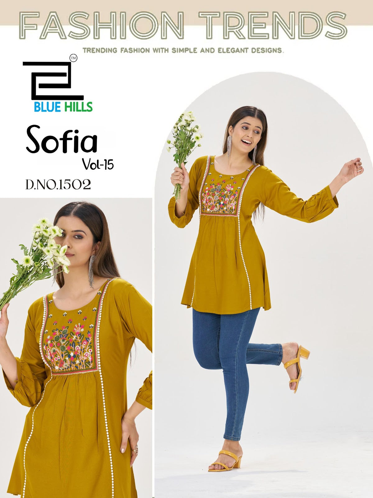 Sofia Vol 15 Blue Hills Rayon 14Kg Fancy Tops Wholesaler Ahmedabad