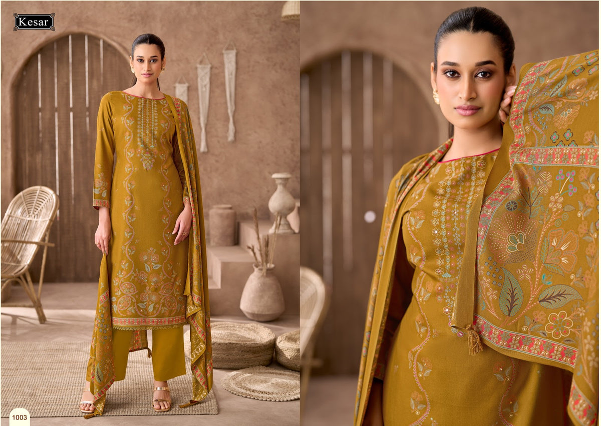 Sofiya 121 Kesar Viscose Pashmina Suits Exporter Ahmedabad