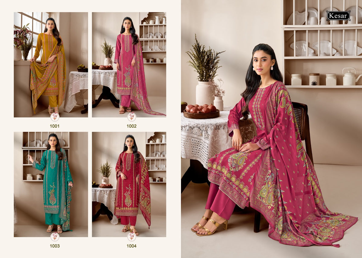 Sofiya 124 Kesar Viscose Pashmina Suits Manufacturer Ahmedabad
