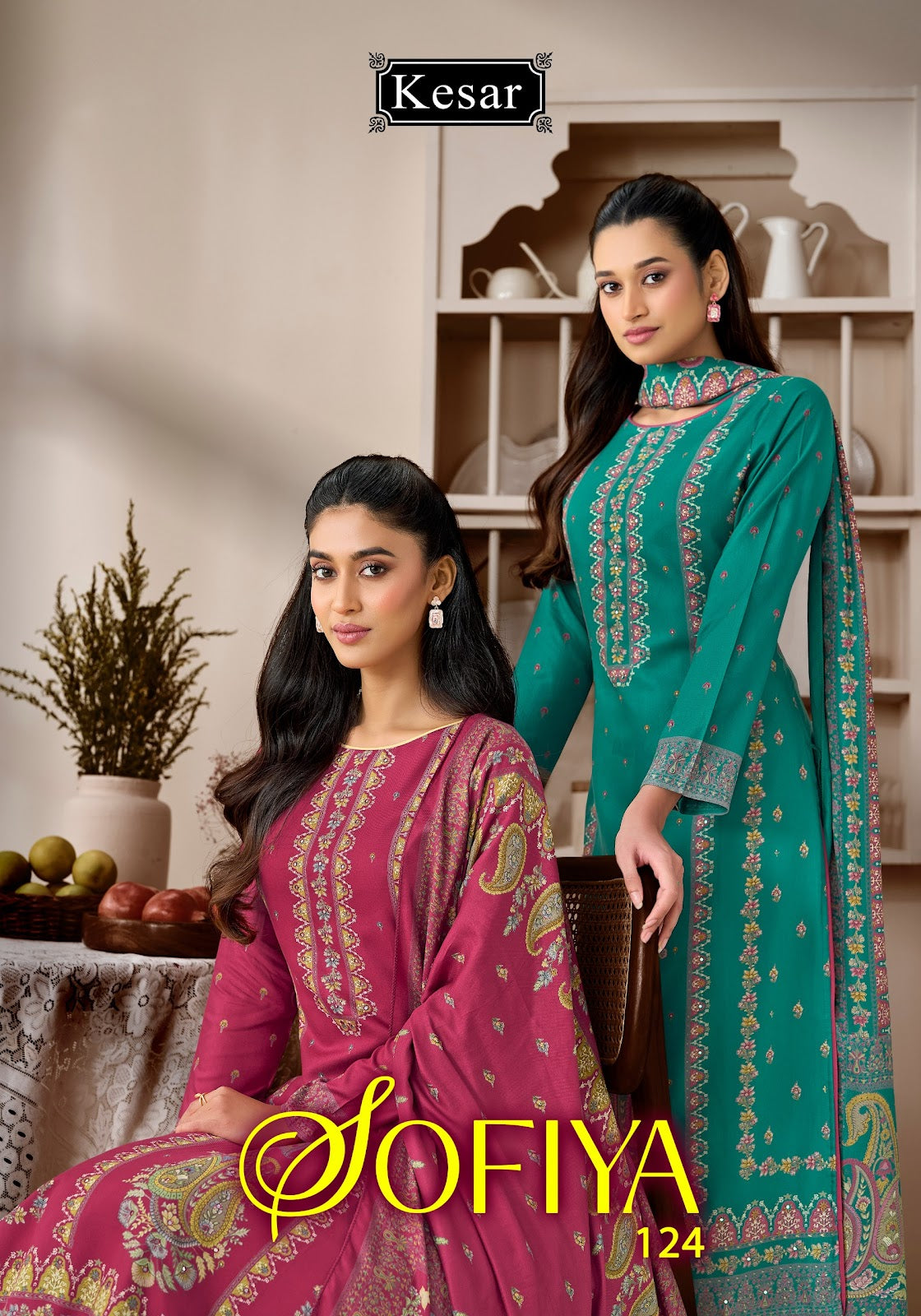 Sofiya 124 Kesar Viscose Pashmina Suits Manufacturer Ahmedabad
