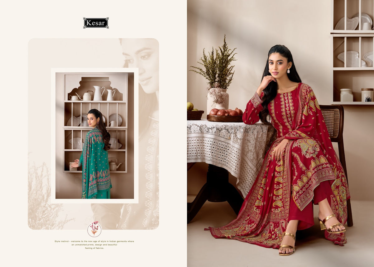 Sofiya 124 Kesar Viscose Pashmina Suits Manufacturer Ahmedabad