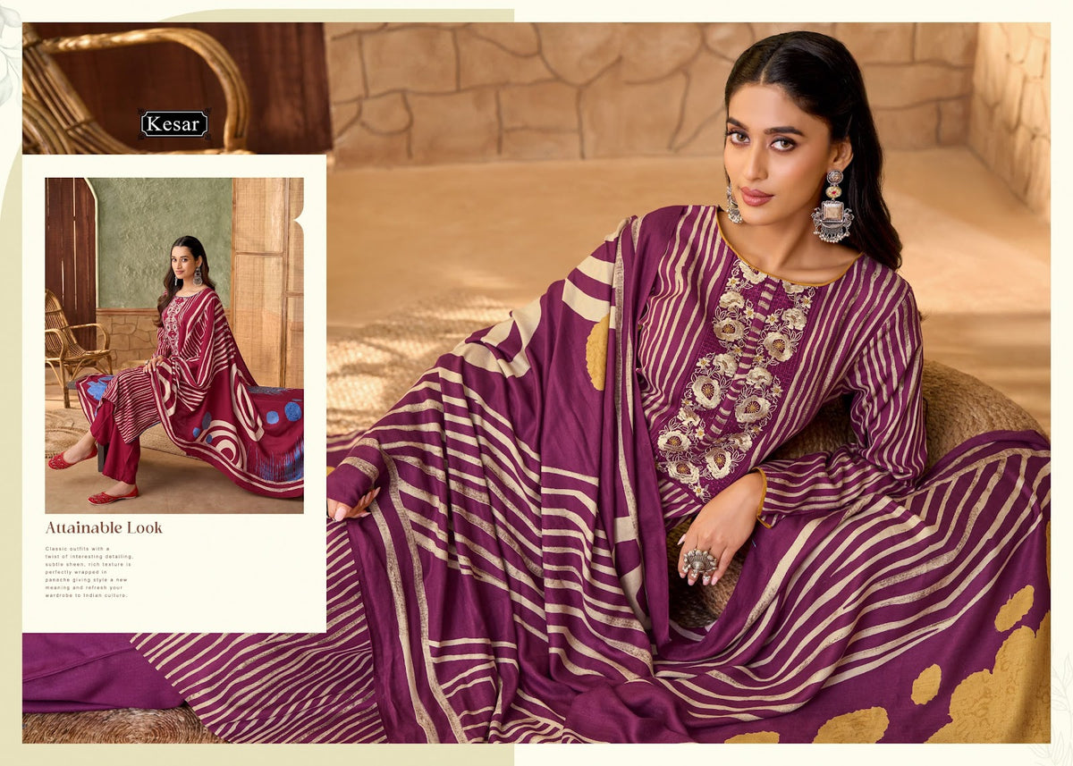 Sofiya 130 Kesar Viscose Pashmina Suits Exporter Gujarat