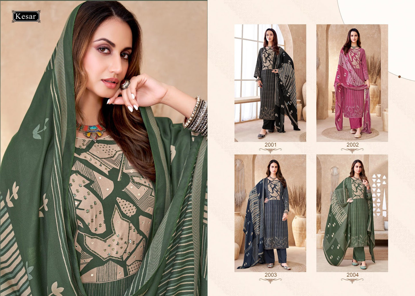 Sofiya 2001-2004 Kesar Karachi Pure Viscose Pashmina Suits Supplier Gujarat