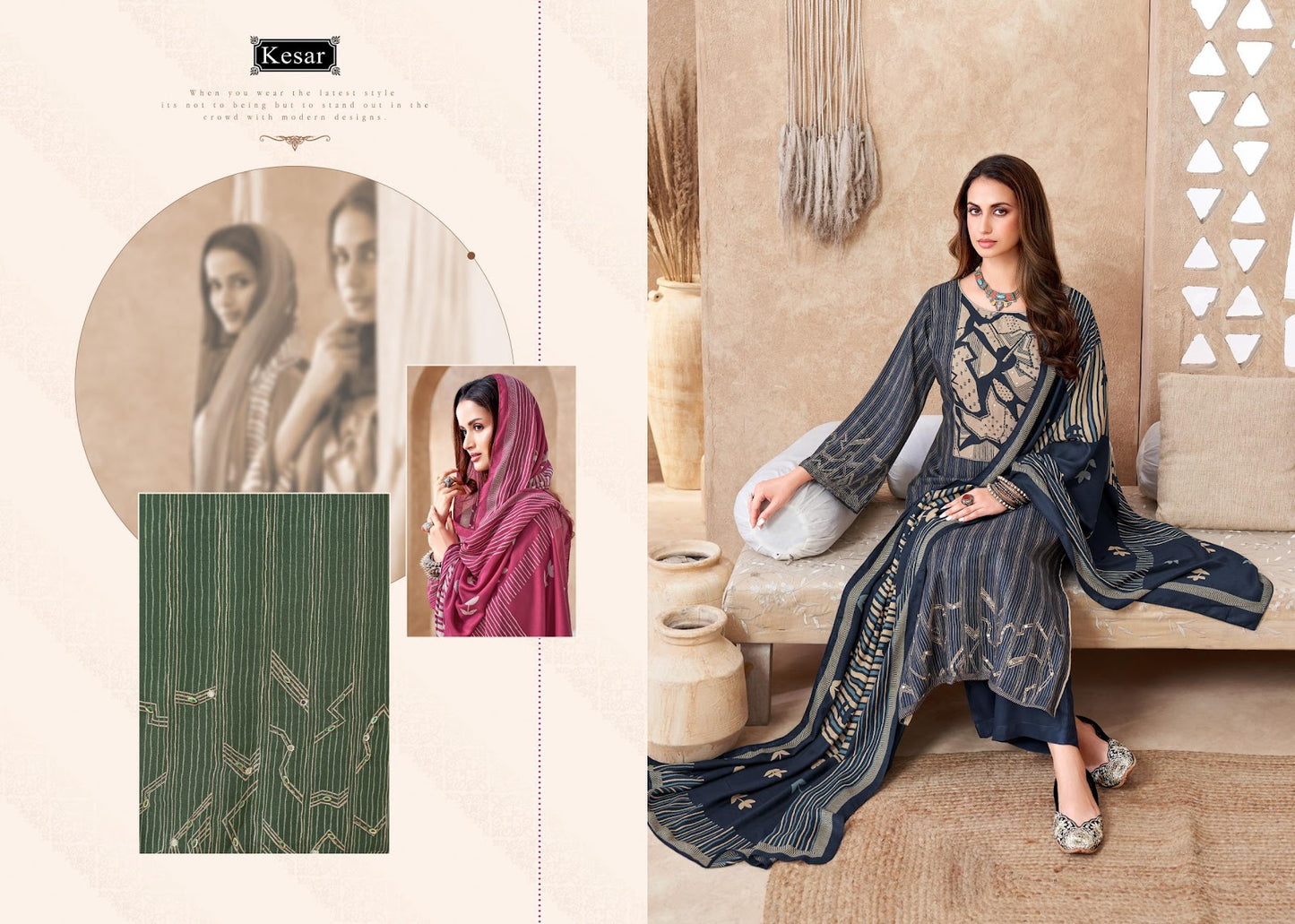 Sofiya 2001-2004 Kesar Karachi Pure Viscose Pashmina Suits Supplier Gujarat
