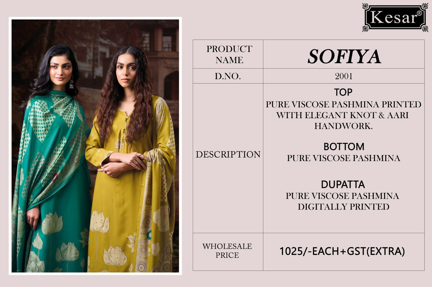 Sofiya 2001 Kesar Viscose Pashmina Suits Wholesaler India