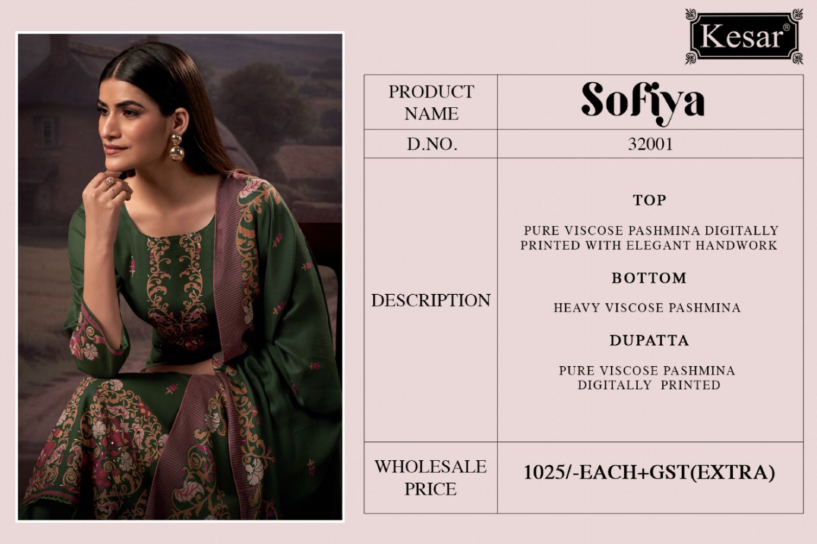 Sofiya 32001 Kesar Viscose Pashmina Suits Exporter Gujarat
