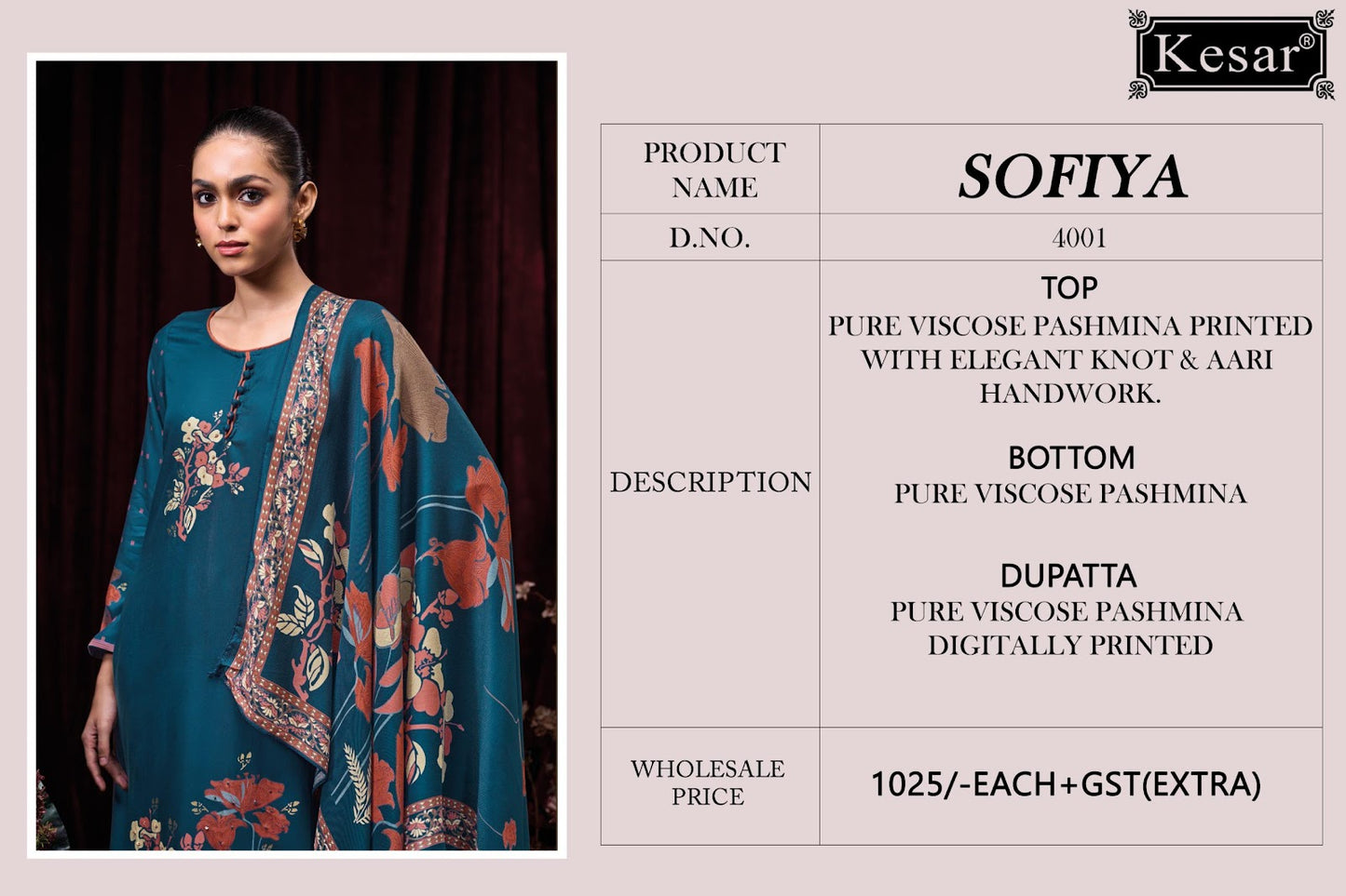 Sofiya 4001 Kesar Pashmina Suits Wholesale Price