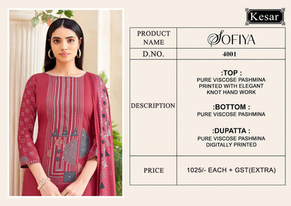 Sofiya 4001 New Kesar Pashmina Suits Manufacturer Gujarat