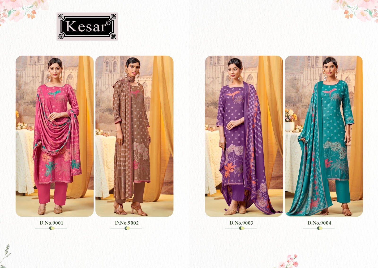 Sofiya 9001-9004 Kesar Pure Viscose Pashmina Suits Wholesale Price