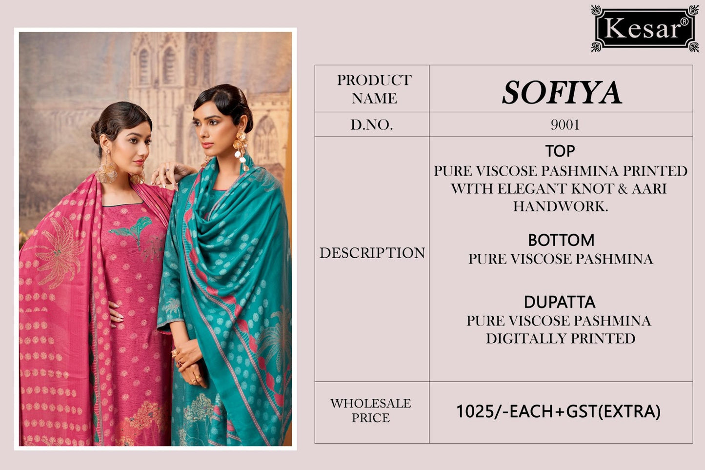 Sofiya 9001-9004 Kesar Pure Viscose Pashmina Suits Wholesale Price