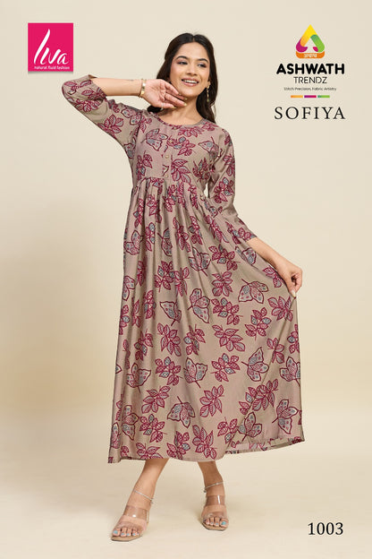Sofiya Ashwath Chanderi Anarkali Kurtis Manufacturer