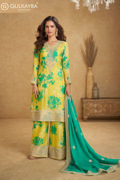 Sofiya Gulkayra Designer Chinon Readymade Plazzo Style Suits Manufacturer India