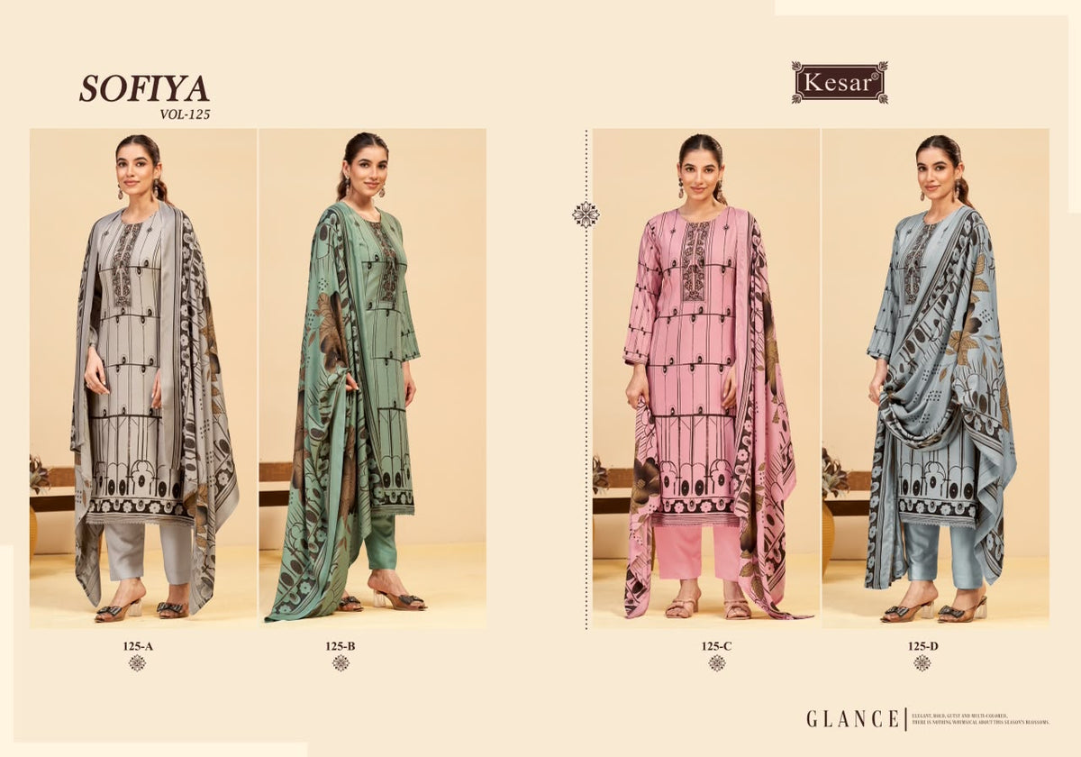 Sofiya Vol 125 Kesar Viscose Pashmina Suits Wholesale