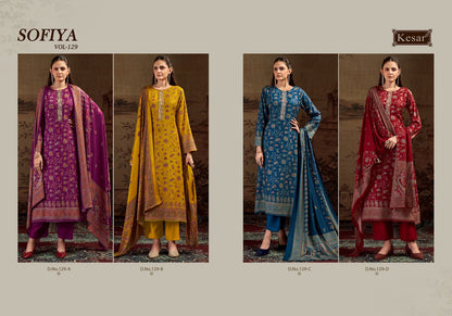 Sofiya Vol 129 Kesar Viscose Pashmina Suits Supplier Ahmedabad