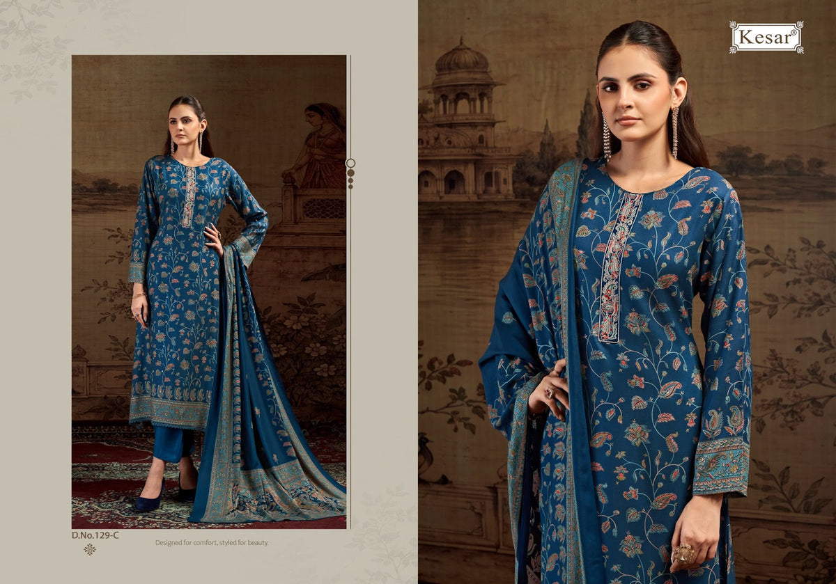 Sofiya Vol 129 Kesar Viscose Pashmina Suits Supplier Ahmedabad
