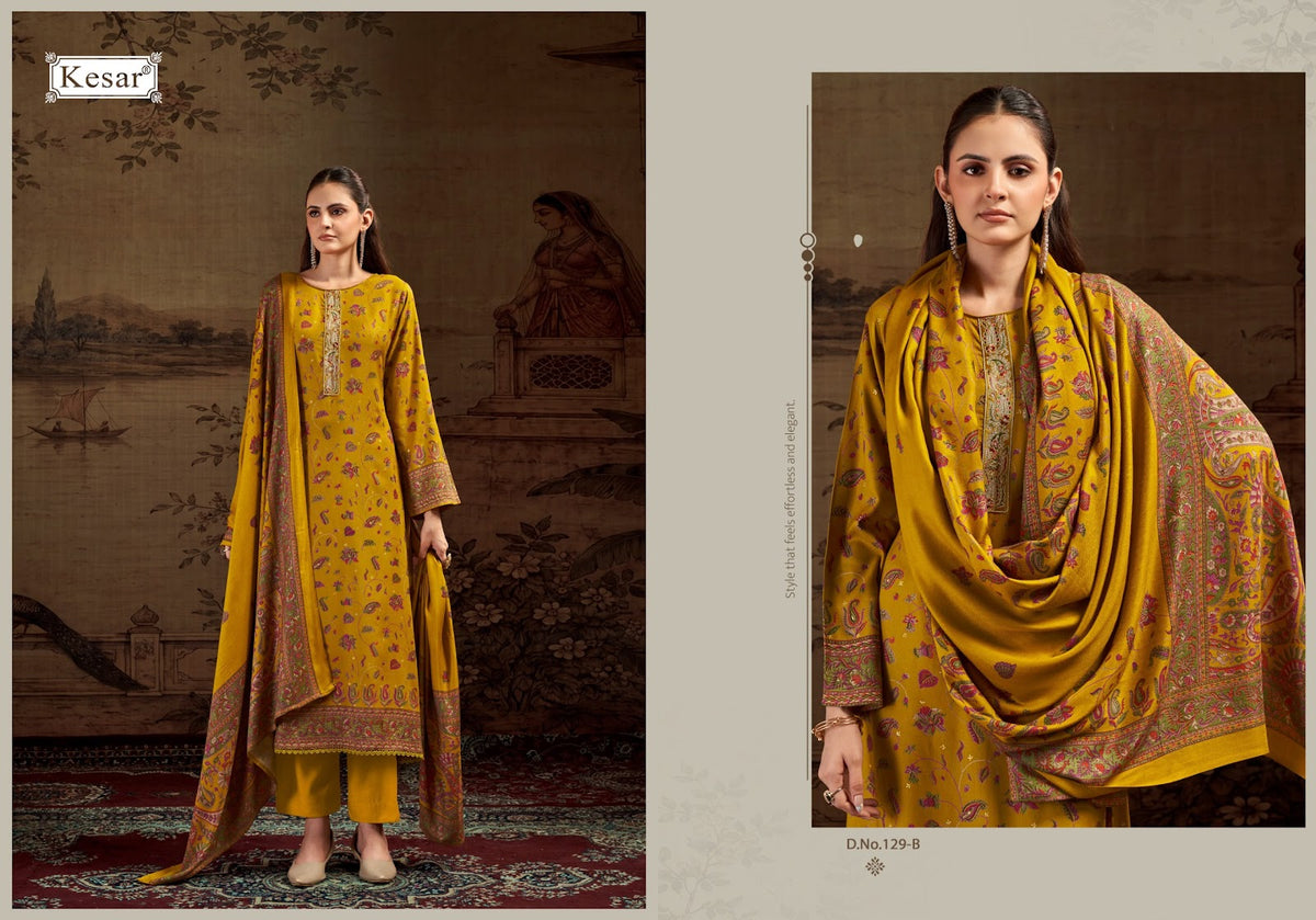 Sofiya Vol 129 Kesar Viscose Pashmina Suits Supplier Ahmedabad