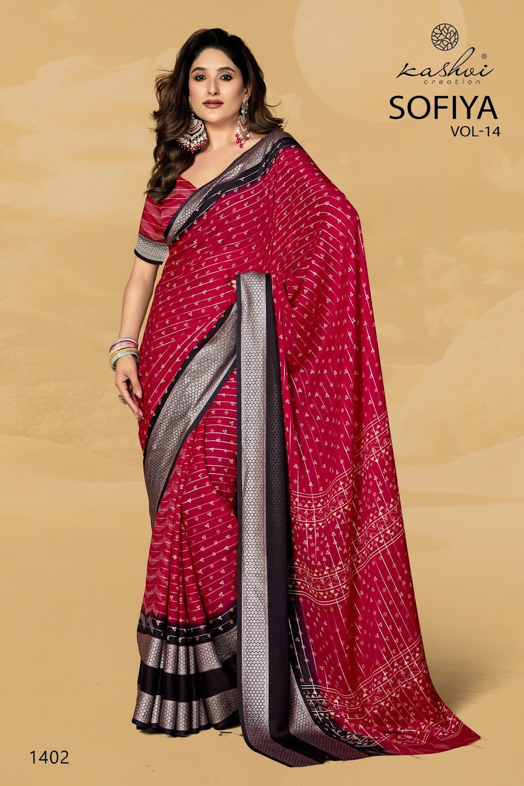Sofiya Vol 14 Kashvi Creation Dull Moss Sarees Wholesale