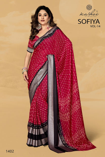 Sofiya Vol 14 Kashvi Creation Dull Moss Sarees Wholesale