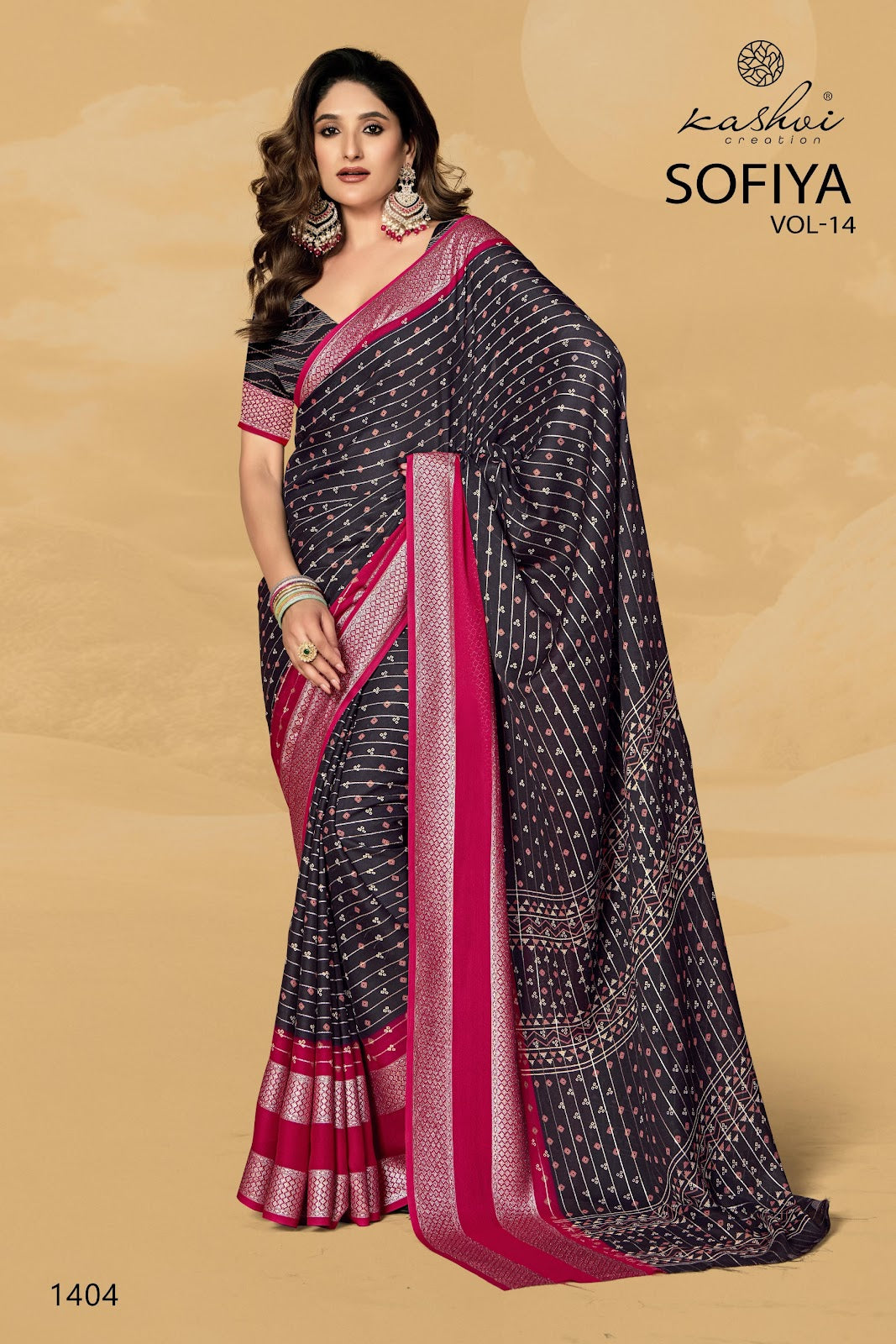 Sofiya Vol 14 Kashvi Creation Dull Moss Sarees Wholesale