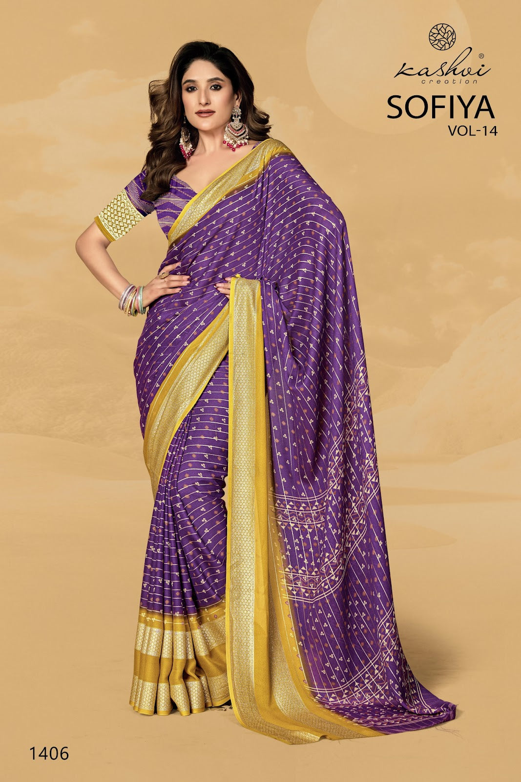 Sofiya Vol 14 Kashvi Creation Dull Moss Sarees Wholesale