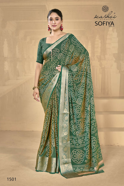 Sofiya Vol 15 Kashvi Creation Dull Moss Sarees Manufacturer