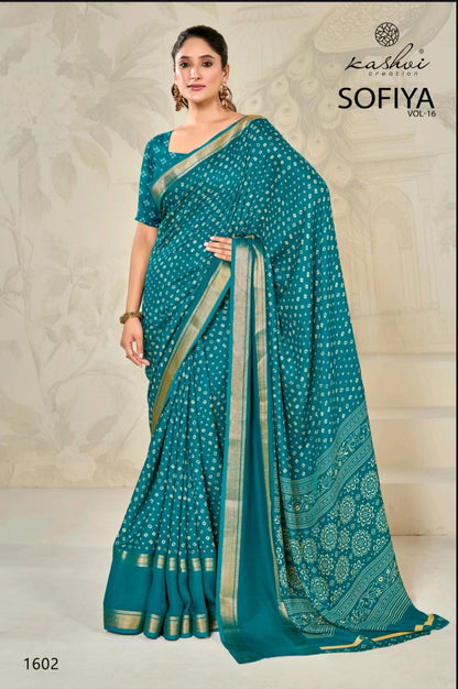 Sofiya Vol 16 Kashvi Creation Dull Moss Sarees Wholesaler Gujarat