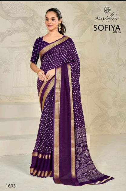 Sofiya Vol 16 Kashvi Creation Dull Moss Sarees Wholesaler Gujarat