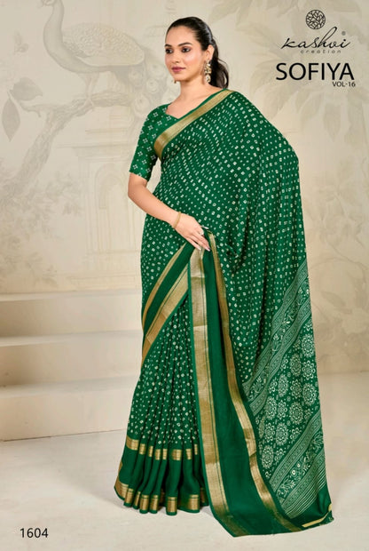 Sofiya Vol 16 Kashvi Creation Dull Moss Sarees Wholesaler Gujarat