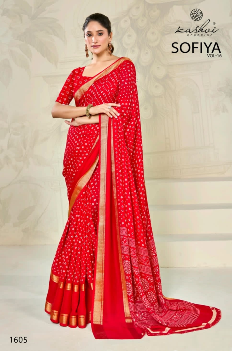 Sofiya Vol 16 Kashvi Creation Dull Moss Sarees Wholesaler Gujarat