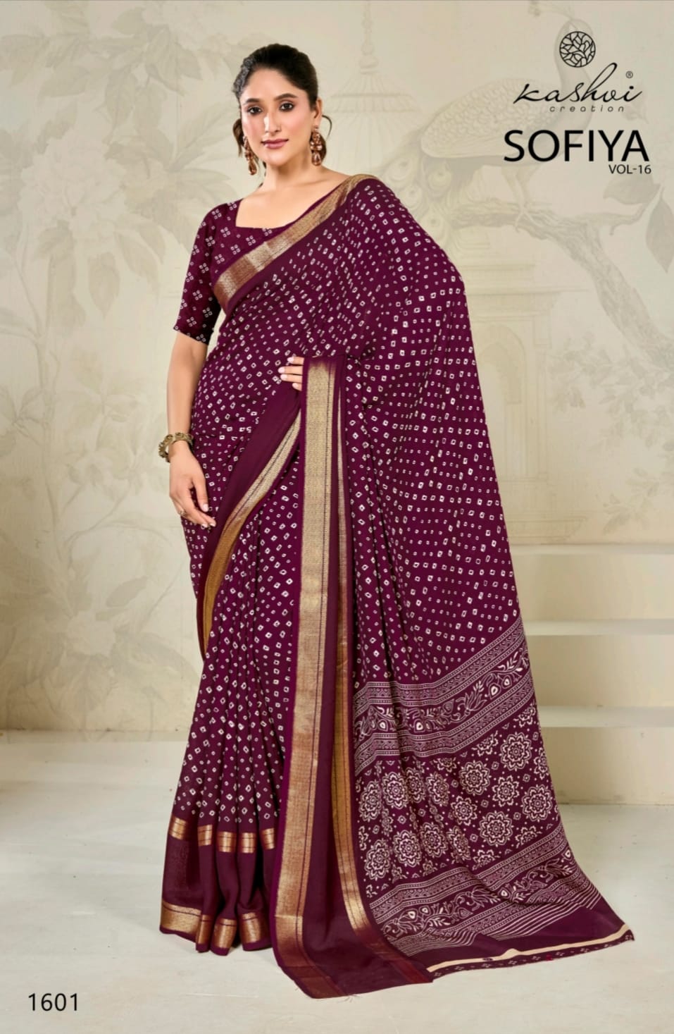 Sofiya Vol 16 Kashvi Creation Dull Moss Sarees Wholesaler Gujarat