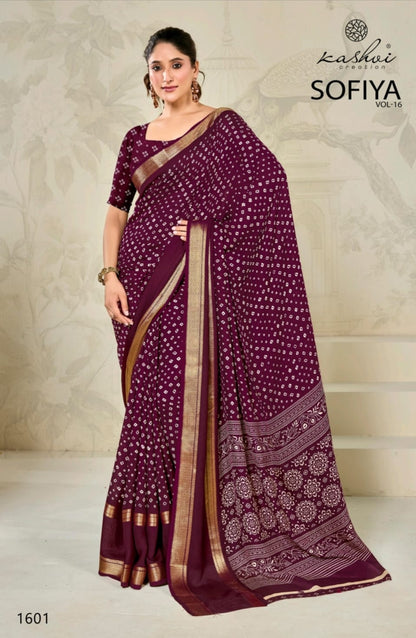 Sofiya Vol 16 Kashvi Creation Dull Moss Sarees Wholesaler Gujarat
