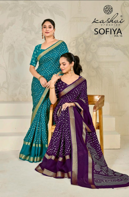 Sofiya Vol 16 Kashvi Creation Dull Moss Sarees Wholesaler Gujarat