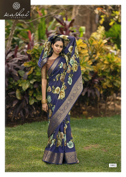 Sofiya Vol 1 Kashvi Creation Dull Moss Sarees Wholesaler Gujarat